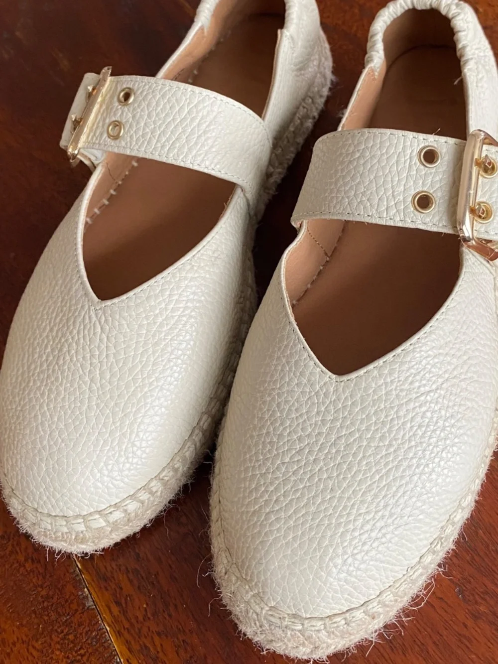 Women’s cream leather espadrille mary janes - Picture 8 of 9